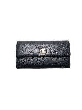 Chanel 20 Camellia GD Leather 2 Fold Wallet